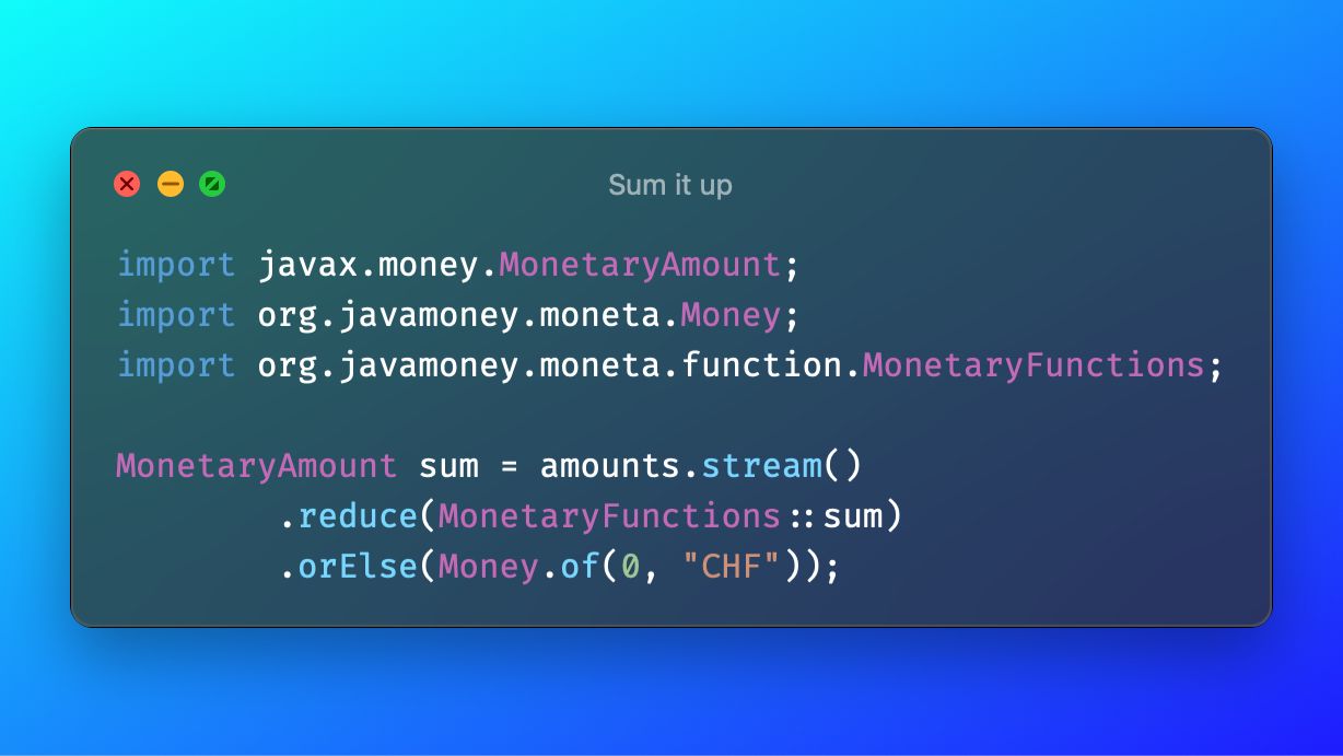 Java Money - Sum up monetary amounts